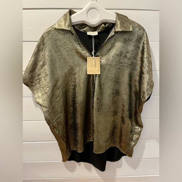 📍💛 HOLLY & JOEY GOLD & BLACK SHIMMER BLOUSE – ONE SIZE (NEW) - Picture 11 of 12